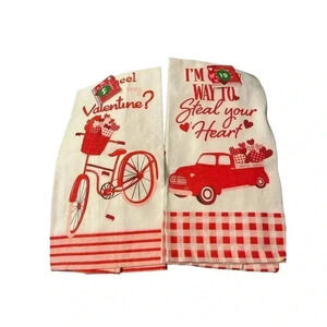 ~2 Valentines Day Flour Sack Kitchen Towels ~ I’m On My Way To Steal Your Heart